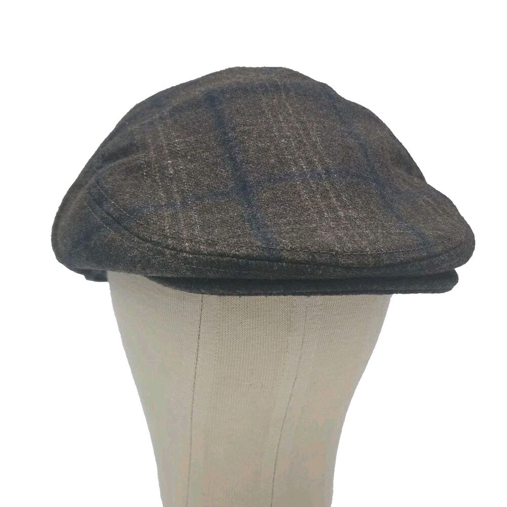 Epoch Hat Newsboy Cap w/ Fold Down Ear Flap 100% Wool Men Sz XL Brown Plaid